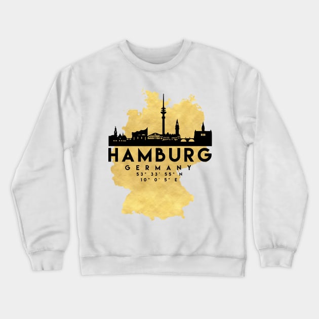 Hamburg Germany Skyline Map Art Crewneck Sweatshirt by deificusArt